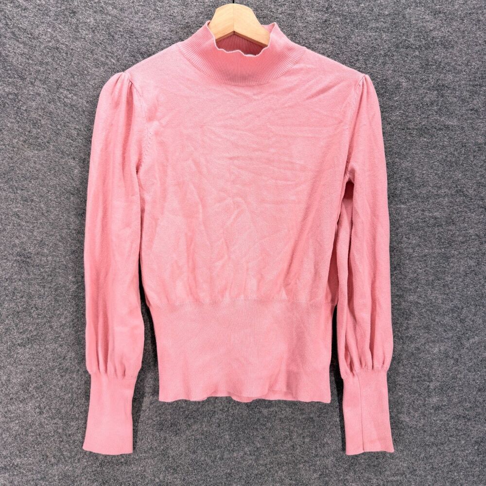 Skies Are Blue Sweater Pullover Women S Small Pink Long Sleeve Knit High Neck